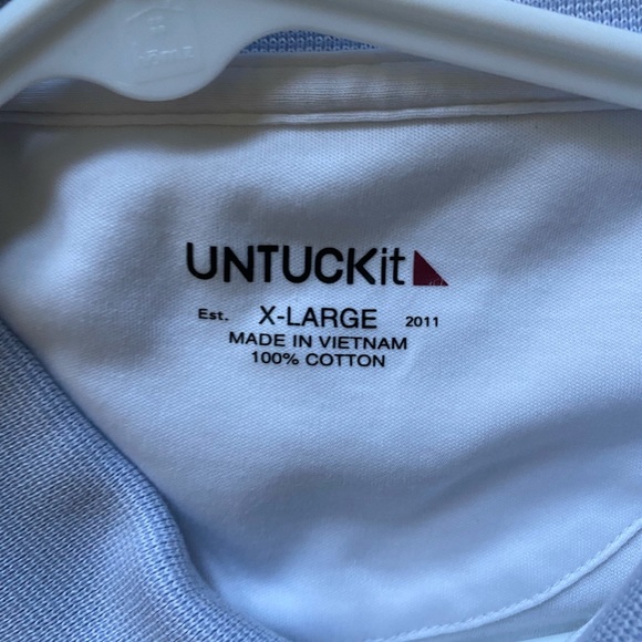 UnTuckit Polo White Blue Checked Collar XL - Picture 6 of 6